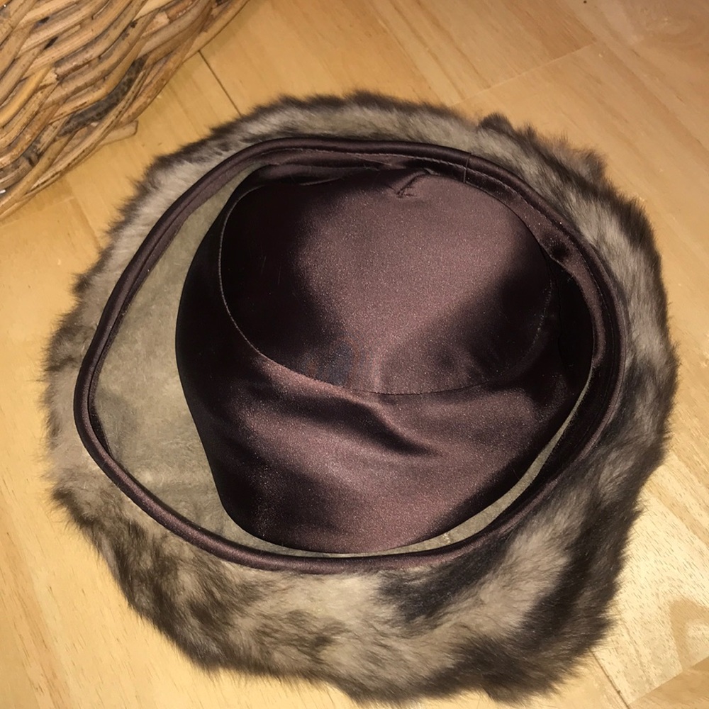 VINTAGE fur lined hat!!